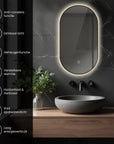 badkamerspiegel ovaal met verlichting en verwarming
