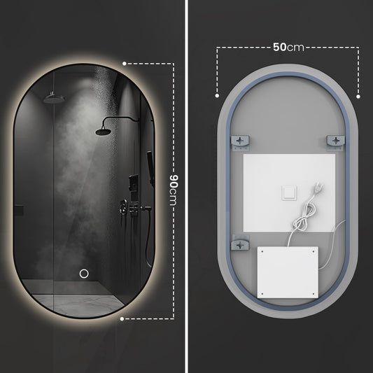 badkamerspiegel ovaal 50x90cm mat zwart