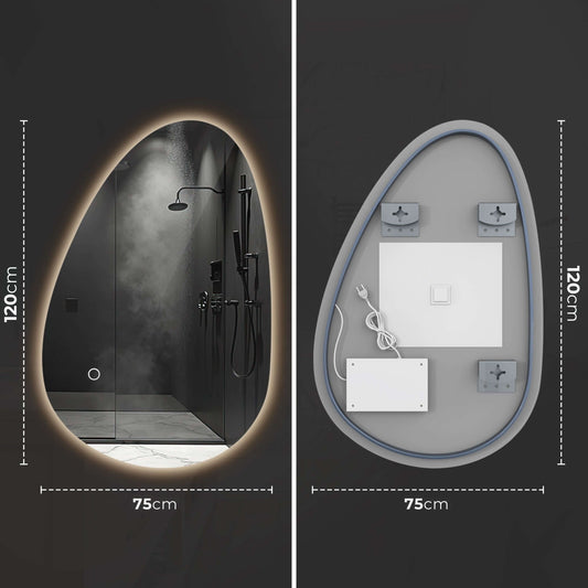 badkamerspiegel organisch 120cm organische spiegel badkamer