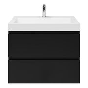 Badezimmermöbel-Set, Unterbau mattschwarz, mit Deluxe-Waschbecken 80 cm mit Hahnloch