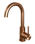Basin tap, surface-mounted, curved spout - copper
