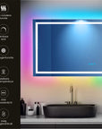 Rechthoekige LED spiegel met RGB verlichting voor sfeervolle badkamerverlichting