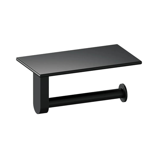 toiletrolhouder met planchet mat zwart rvs