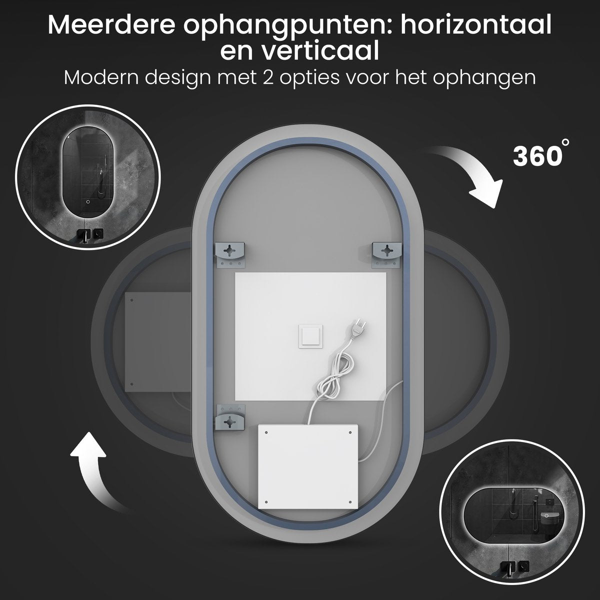 badkamerspiegel ovaal verticaal en horizontaal