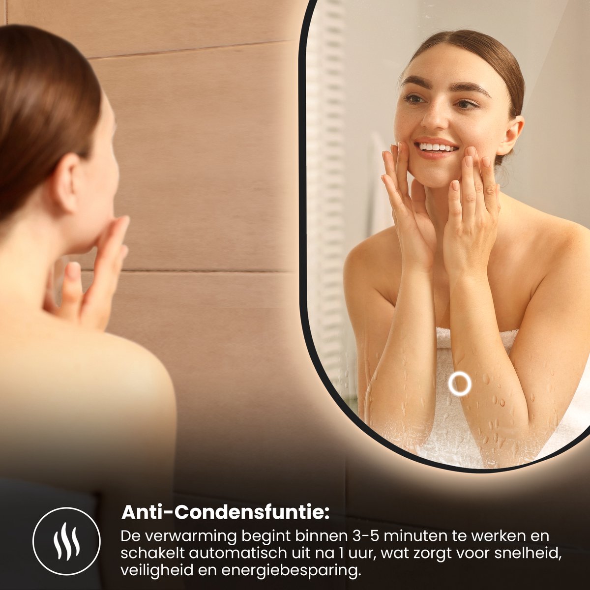 ovale badkamerspiegel met verwarming
