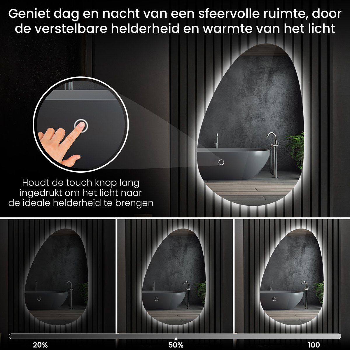 organische spiegel met verlichting