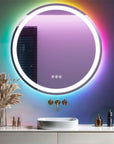 Badkamerspiegel met dimbare LED verlichting en RGB kleurinstellingen
