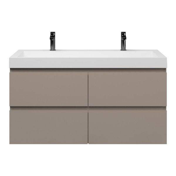 Badmeubelset Base Taupe met Deluxe Wastafel 120 cm met 2 kraangaten