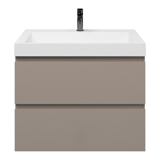 Badezimmermöbel-Set Base Taupe mit Deluxe-Waschbecken 80 cm mit Hahnloch 