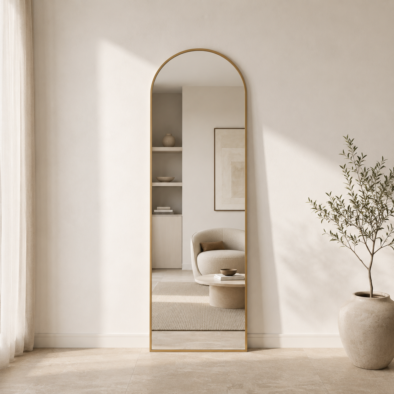 Roma Passpiegel Goud 160x50 CM - Boogvormig