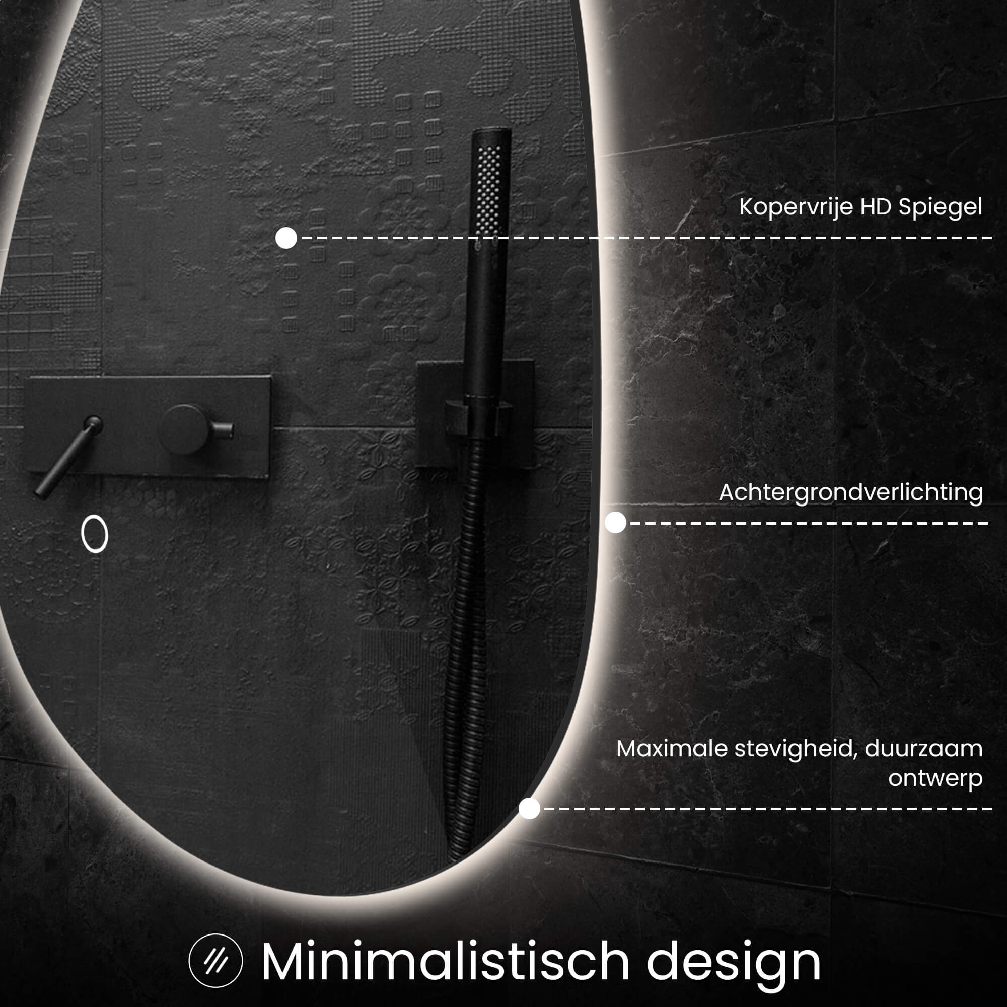 organische spiegel met verlichting