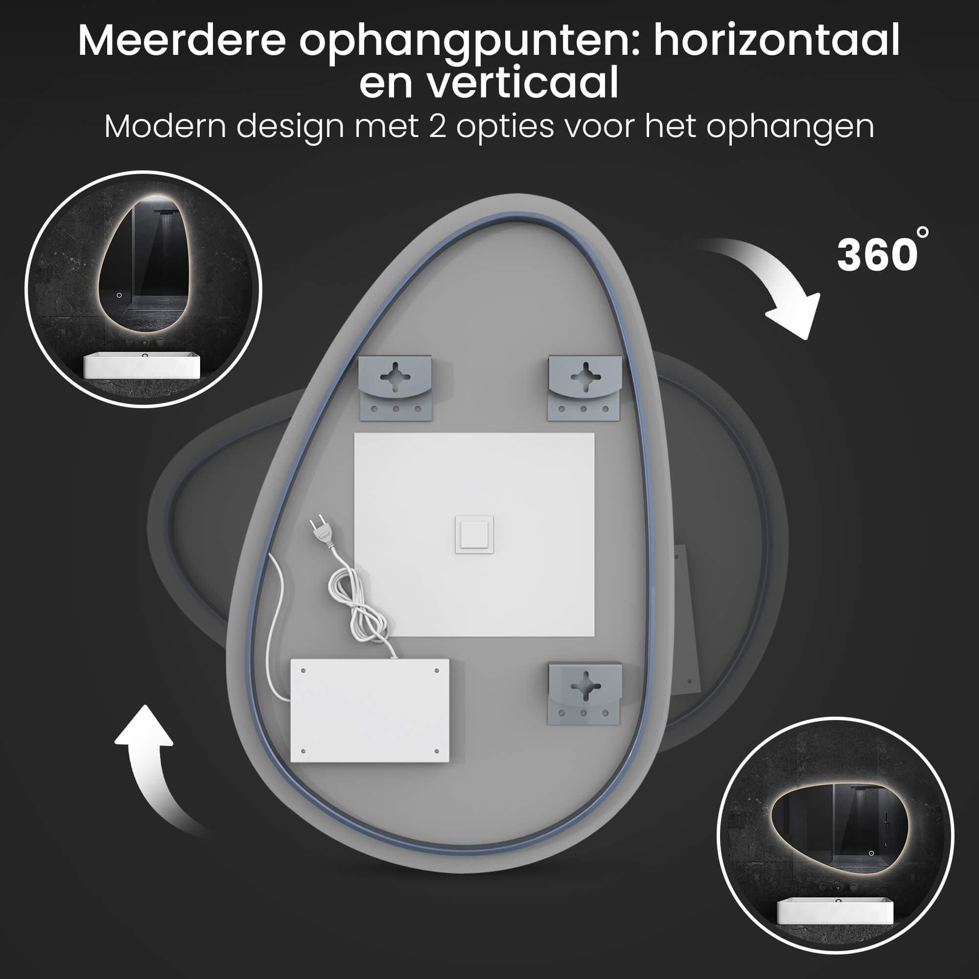 badkamerspiegel horizontaal en verticaal