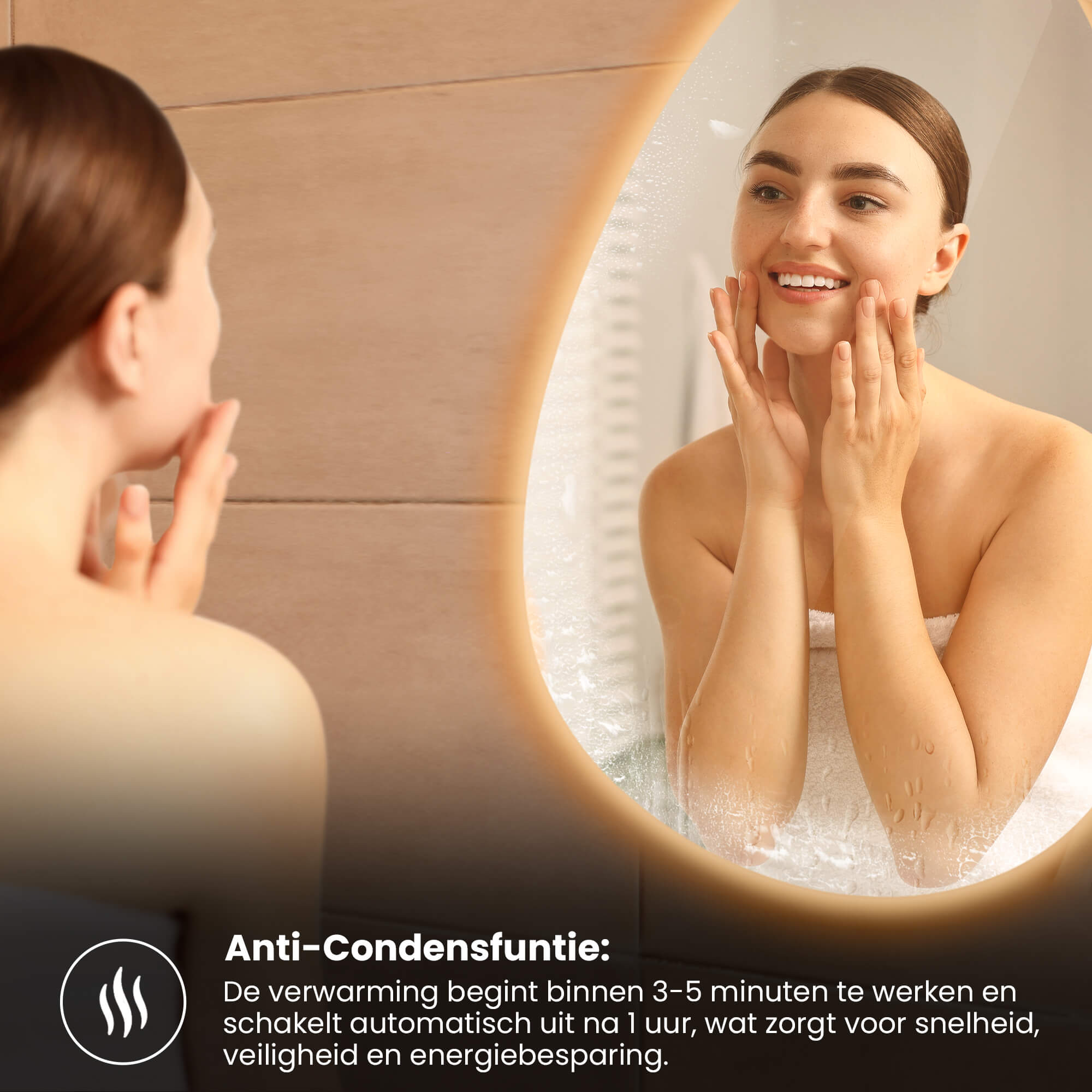 organische badkamerspiegel met anti-condensfunctie