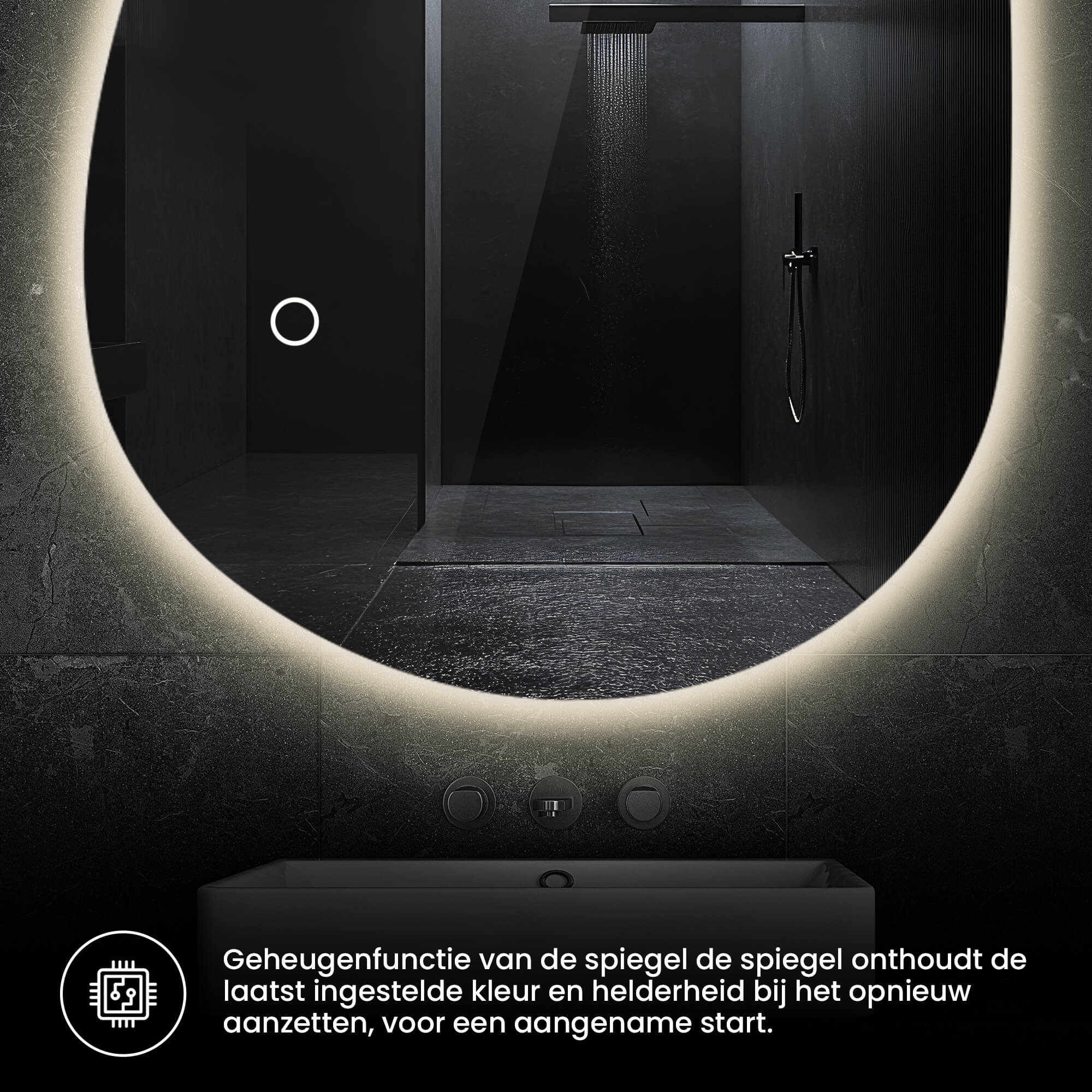 badkamerspiegel met geheugenfunctie