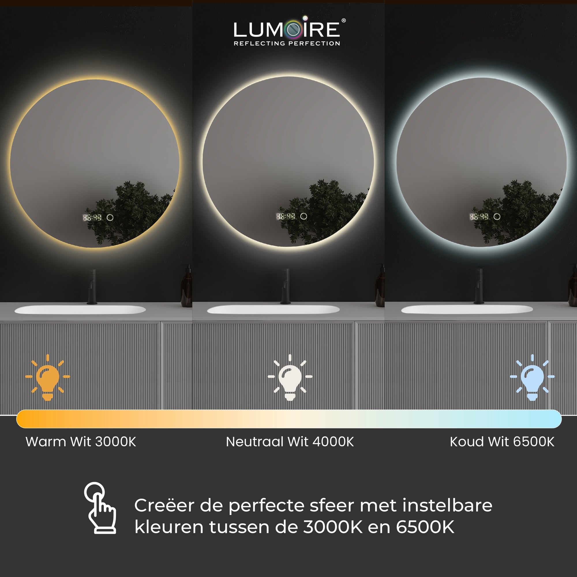 badkamerspiegel met instelbare verlichting