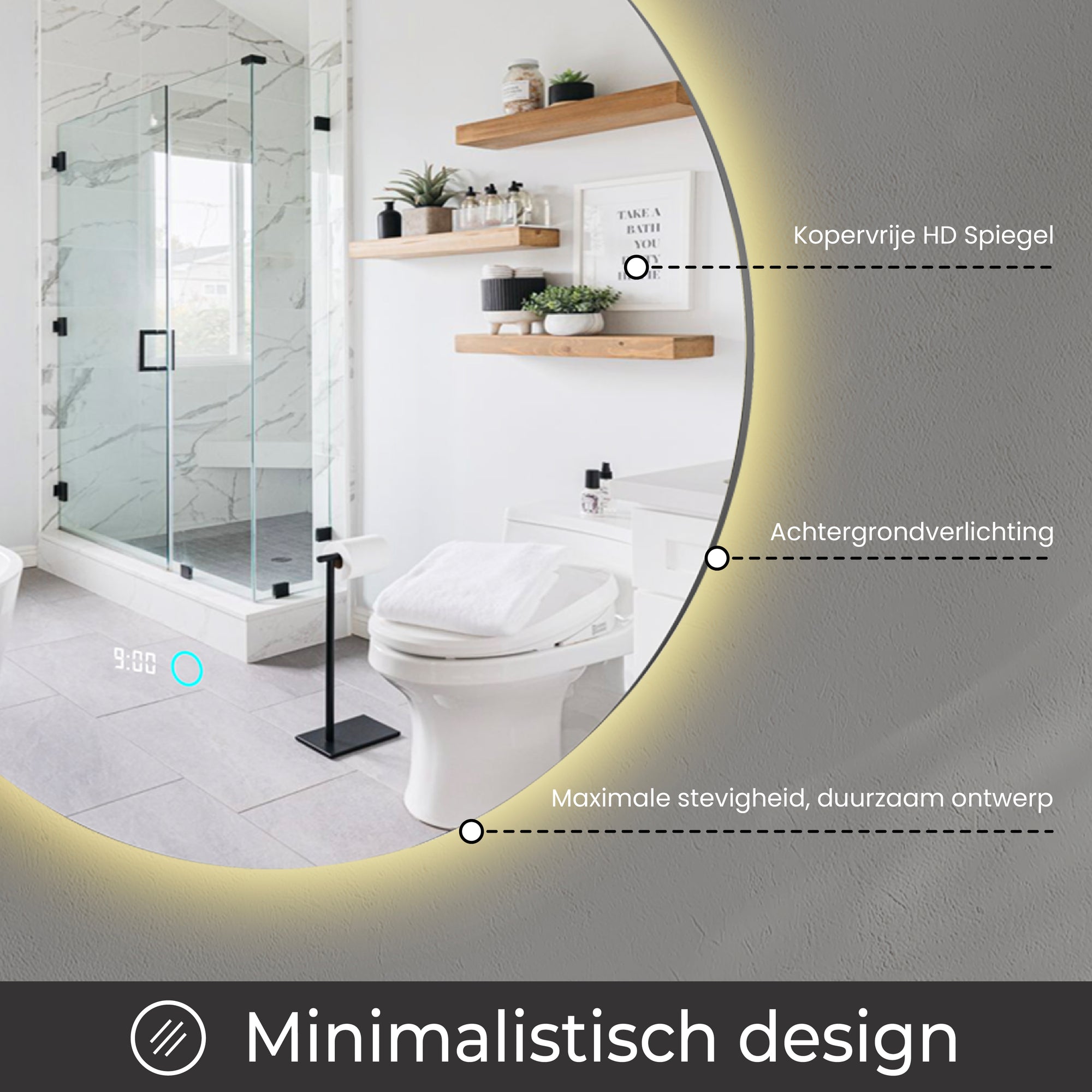 ronde badkamerspiegel zonder rand