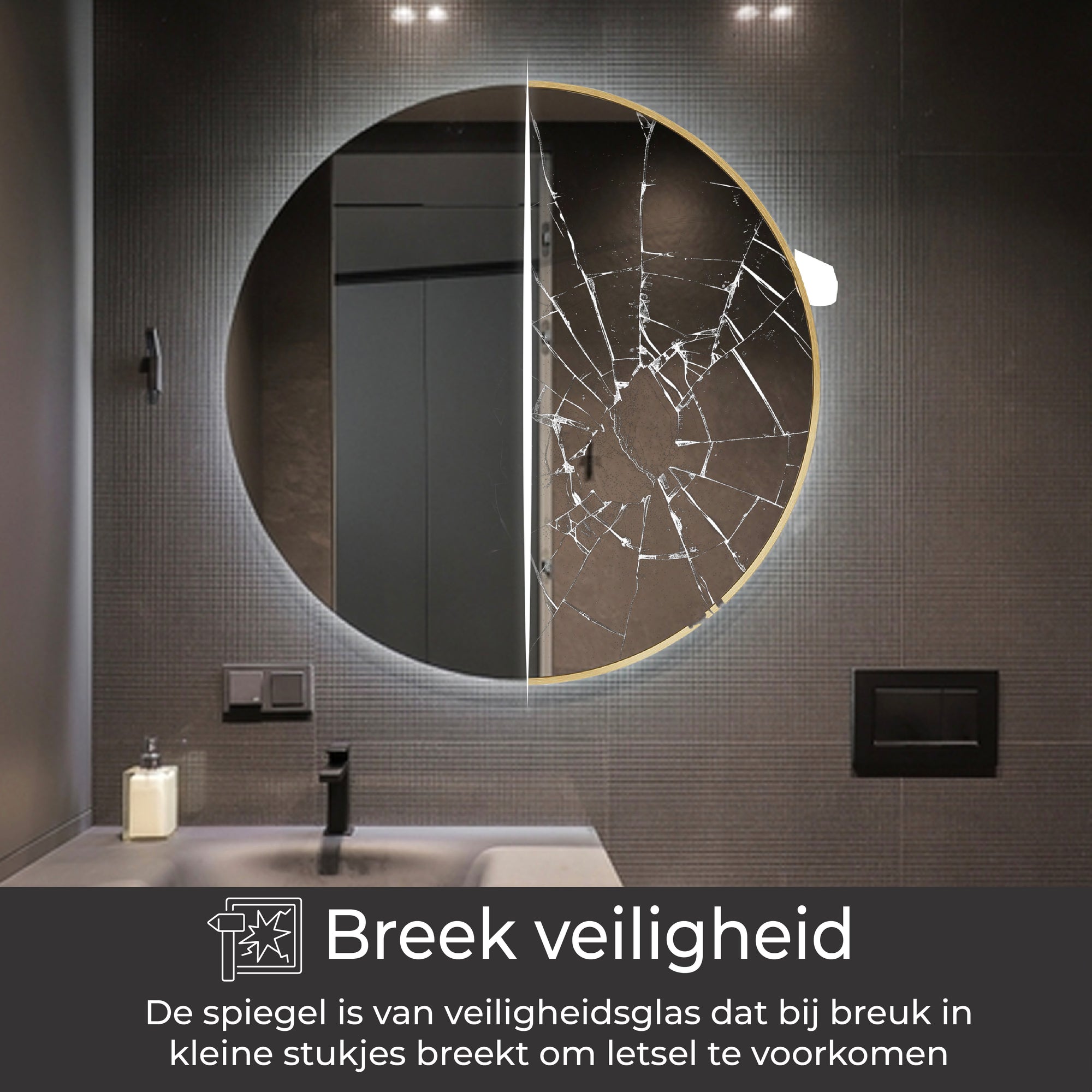 badkamerspiegel met veiligheidsglas