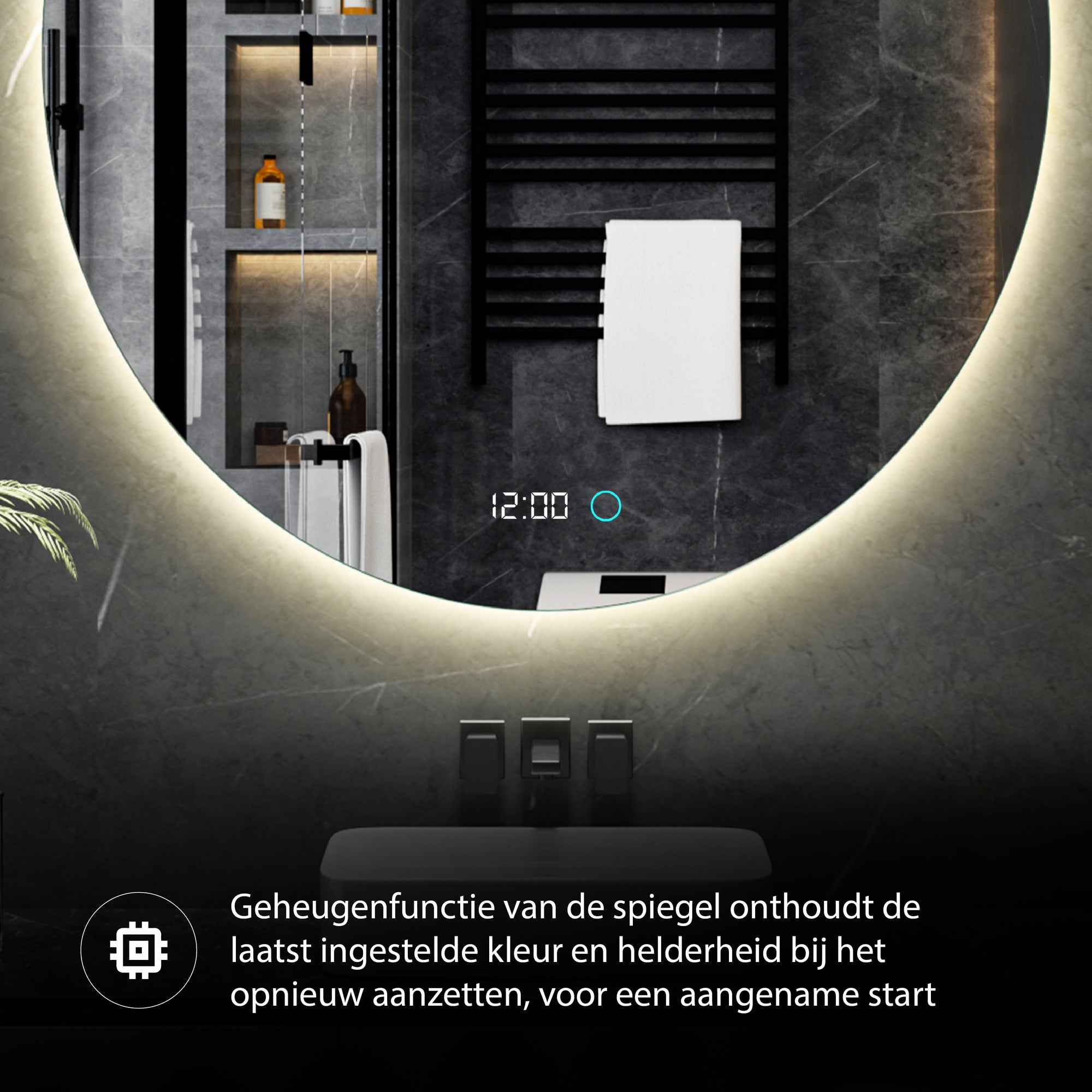 badkamerspiegel met geheugenfunctie