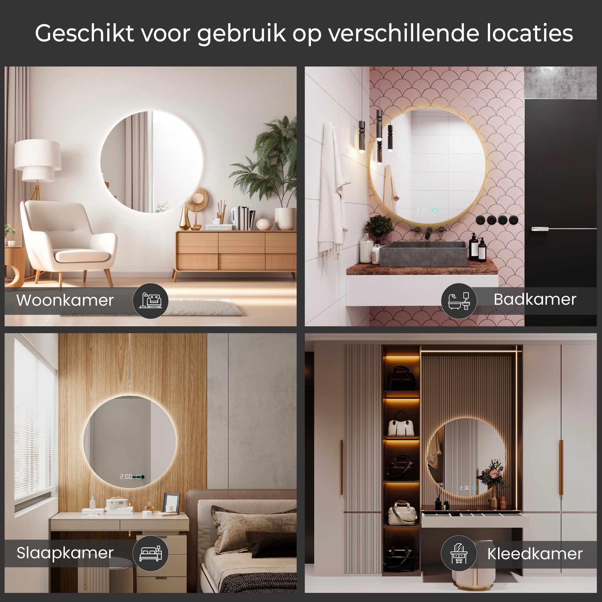 badkamerspiegel in badkamer, slaapkamer