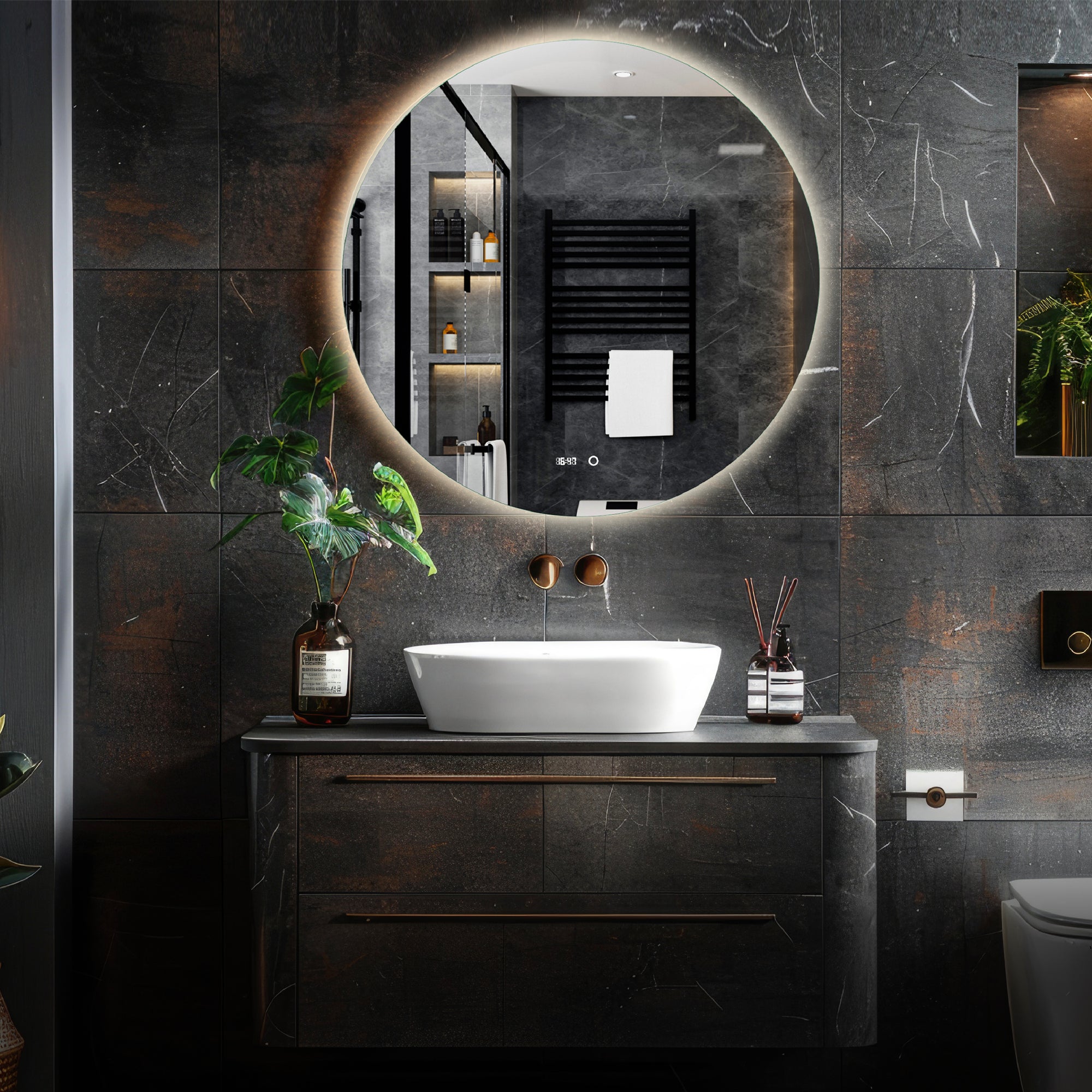 badkamerspiegel met verlichting voor klein meubel