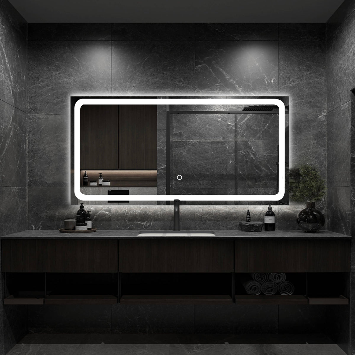Luxe spa-badkamerspiegel met dimbare verlichting