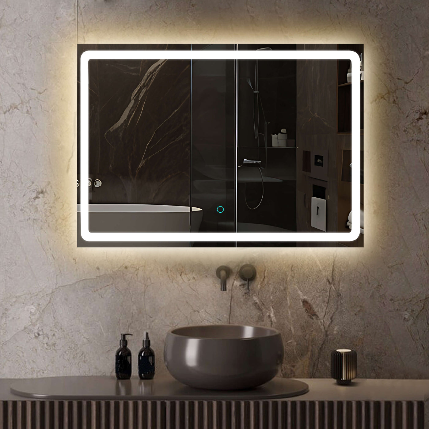 Badkamerspiegel met Verlichting – 60 CM – Anti-condens – 3 LED standen
