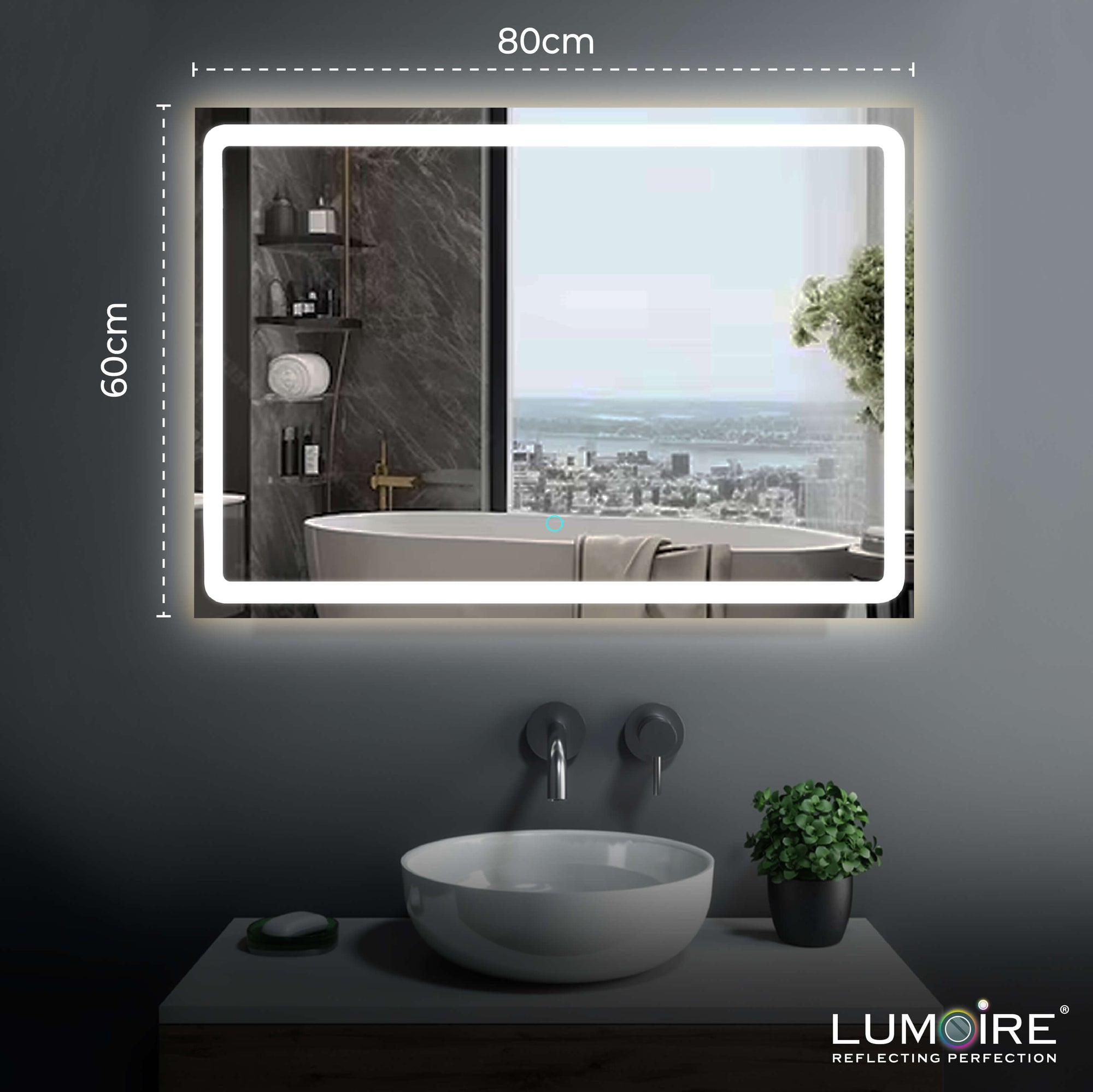 rechthoekige badkamerspiegel 80x60cm