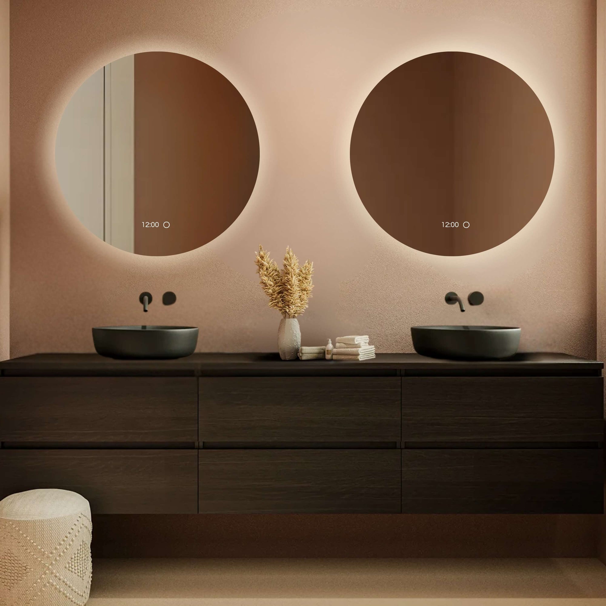 ronde badkamerspiegel 80 cm set