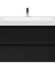 Badezimmermöbel-Set, Unterbau mattschwarz, mit Deluxe-Waschbecken 100 cm mit Hahnloch 