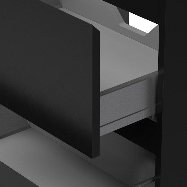 Badezimmermöbel-Set, Unterbau mattschwarz, mit Deluxe-Waschbecken 100 cm mit Hahnloch 