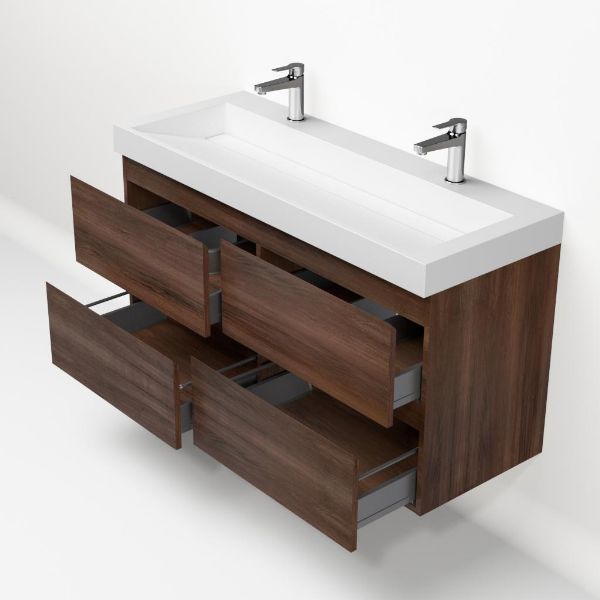 Bathroom furniture set Base Walnut with Deluxe washbasin 120 cm with 2 tap holes 