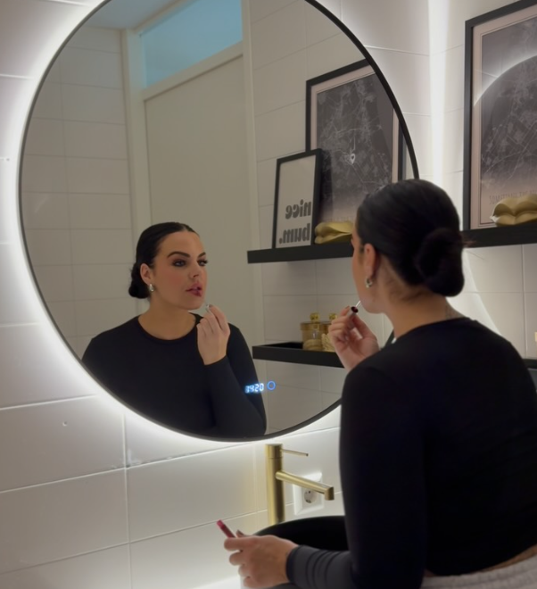 badkamerspiegel met verlichting zwarte rand 80cm