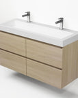 Bathroom furniture set Base Light Oak with Deluxe Washbasin 120 cm with 2 tap holes 