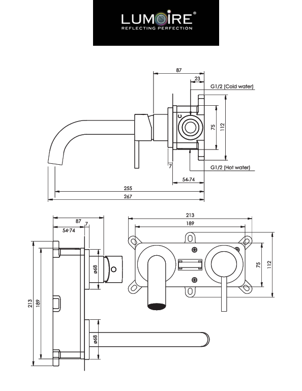 Inbouwwastafelkraan met gebogen uitloop - RVS
