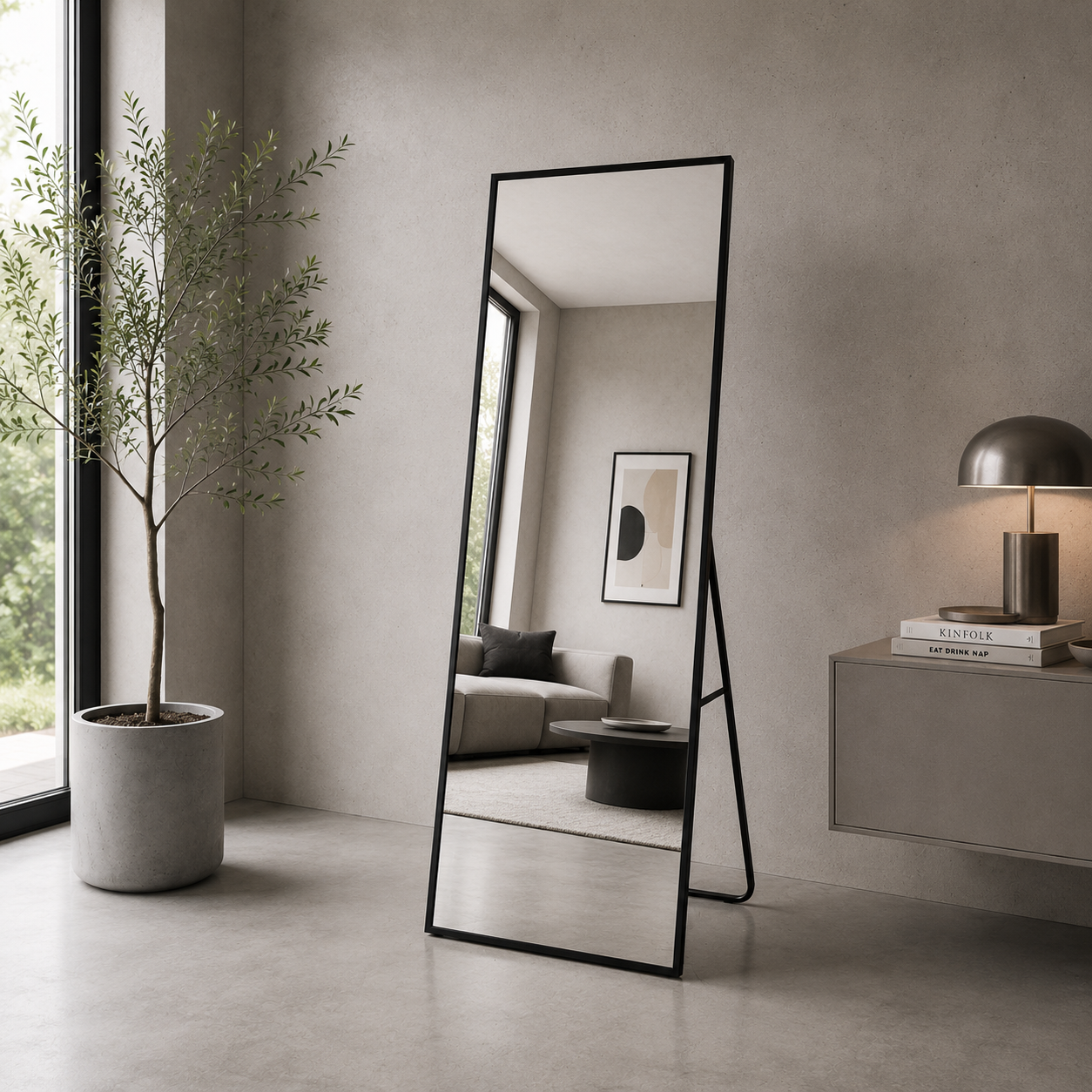 Modena Passpiegel Zwart 160x60 CM - Rechthoekig