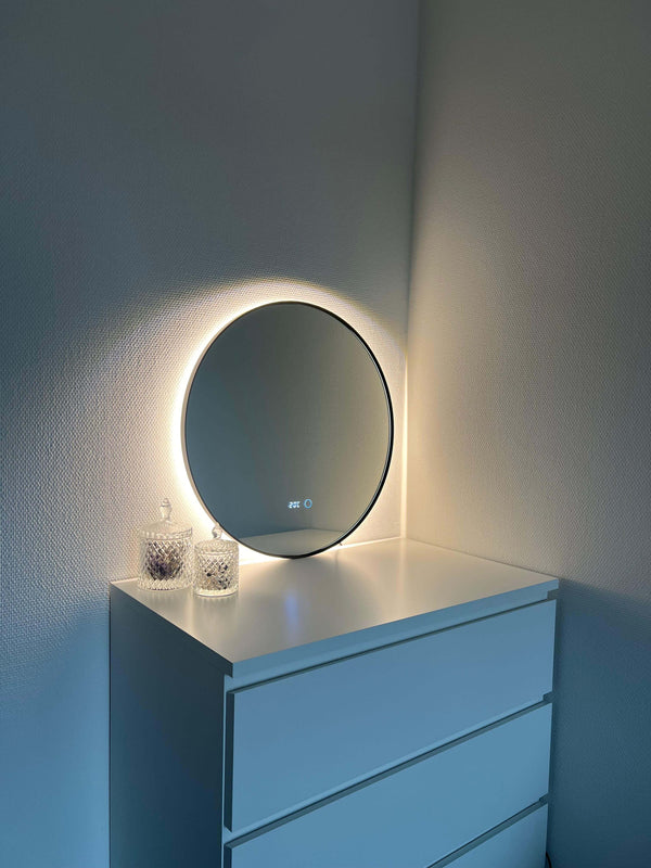 spiegel met verlichting zwarte rand 60cm