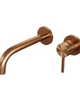 Einbau-Waschtischarmatur mit gebogenem Auslauf – Kupfer