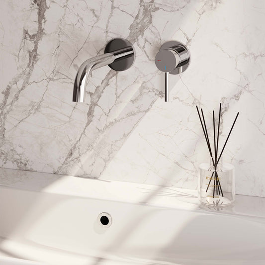 Einbau-Waschtischarmatur mit gebogenem Auslauf – Chrom