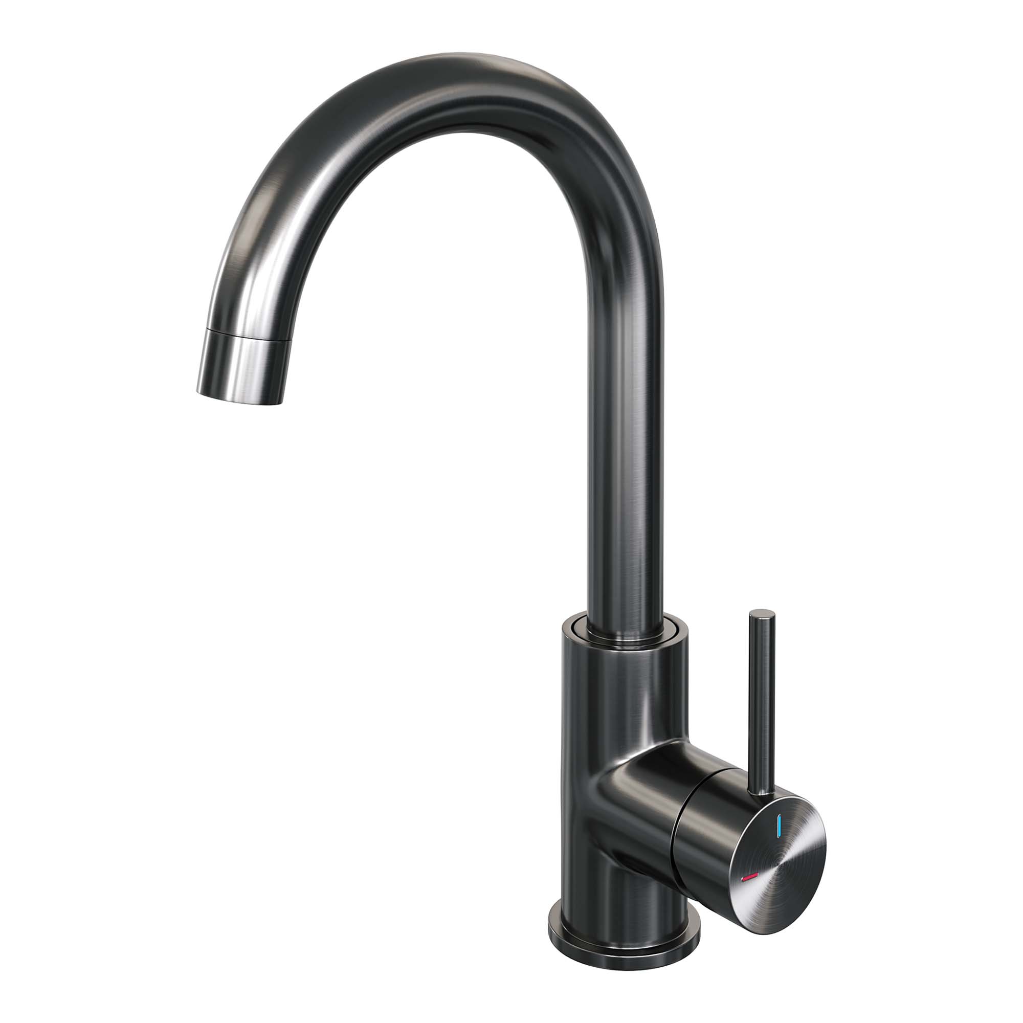 Waschtischarmatur, Aufputzmontage, gebogener Auslauf – Gunmetal
