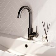 Basin tap, surface-mounted, curved spout - gunmetal