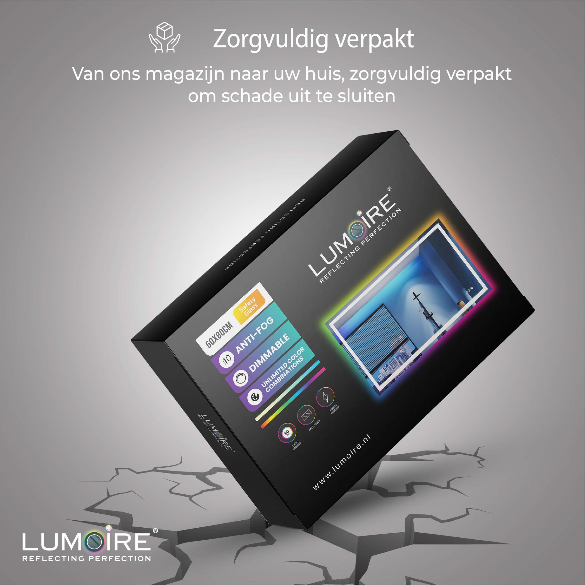 Badkamerspiegel met RGB verlichting en verwarmde spiegel voor een moderne badkamer
