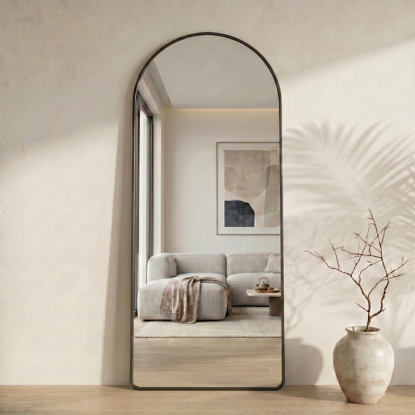Milano Passpiegel Zwart 180x80 CM - Boogvormig
